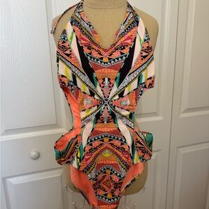 Jessica Simpson bright neon swimsuit